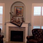 LivingAreaNormanShuttersframeFireplace ColumbiaBlindsandShutters