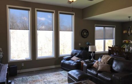 Comfortex Motorized Roller Shades with Silver Screen UV Ultra Violet protection installed by Columbia Blinds and Shutters in Columbia Missouri