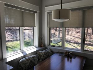 DesignerRollerShadesWithDecorativeFabricsinCordlessorMotorizedinstalledbyColumbiaBlindsandShutters