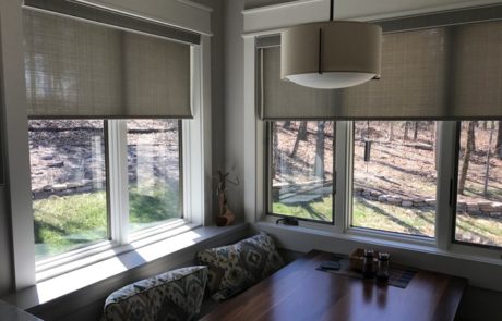 DesignerRollerShadesWithDecorativeFabricsinCordlessorMotorizedinstalledbyColumbiaBlindsandShutters